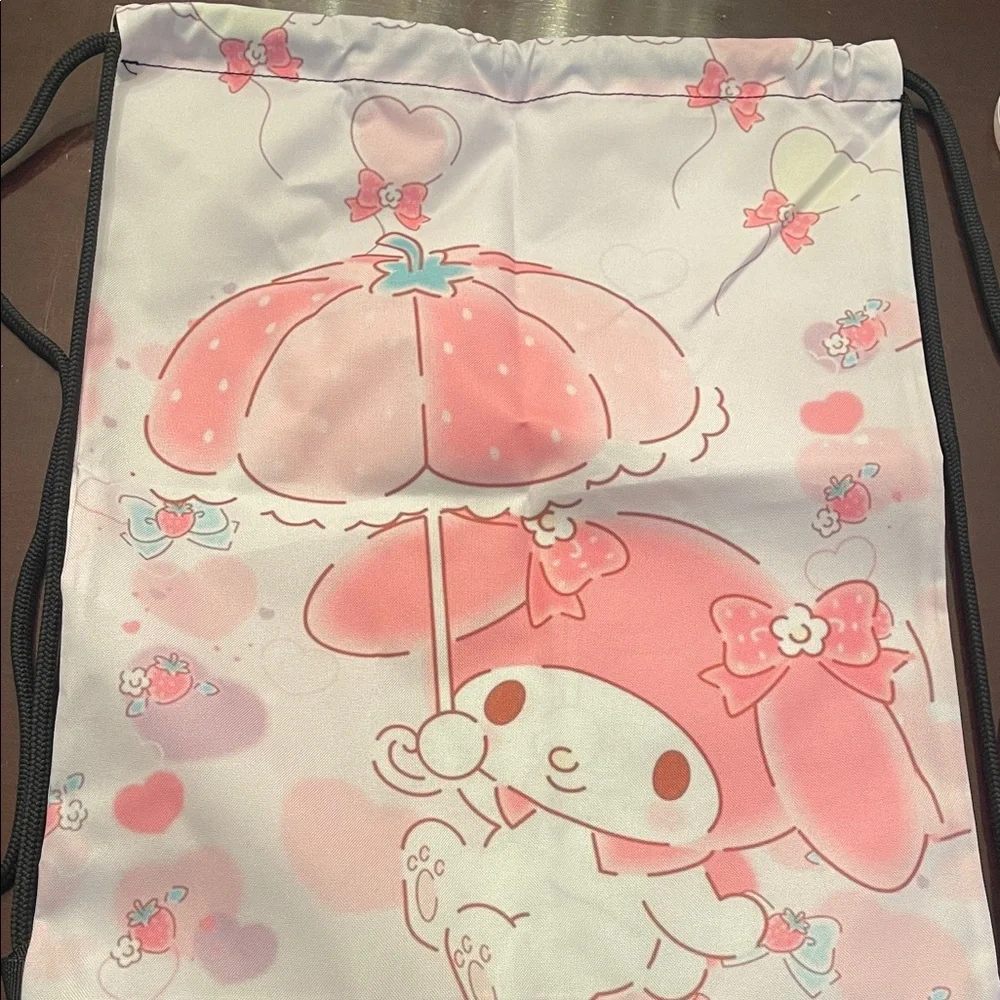 Cute Pink My Melody Drawstring Bag with Character Design new hello Kitty